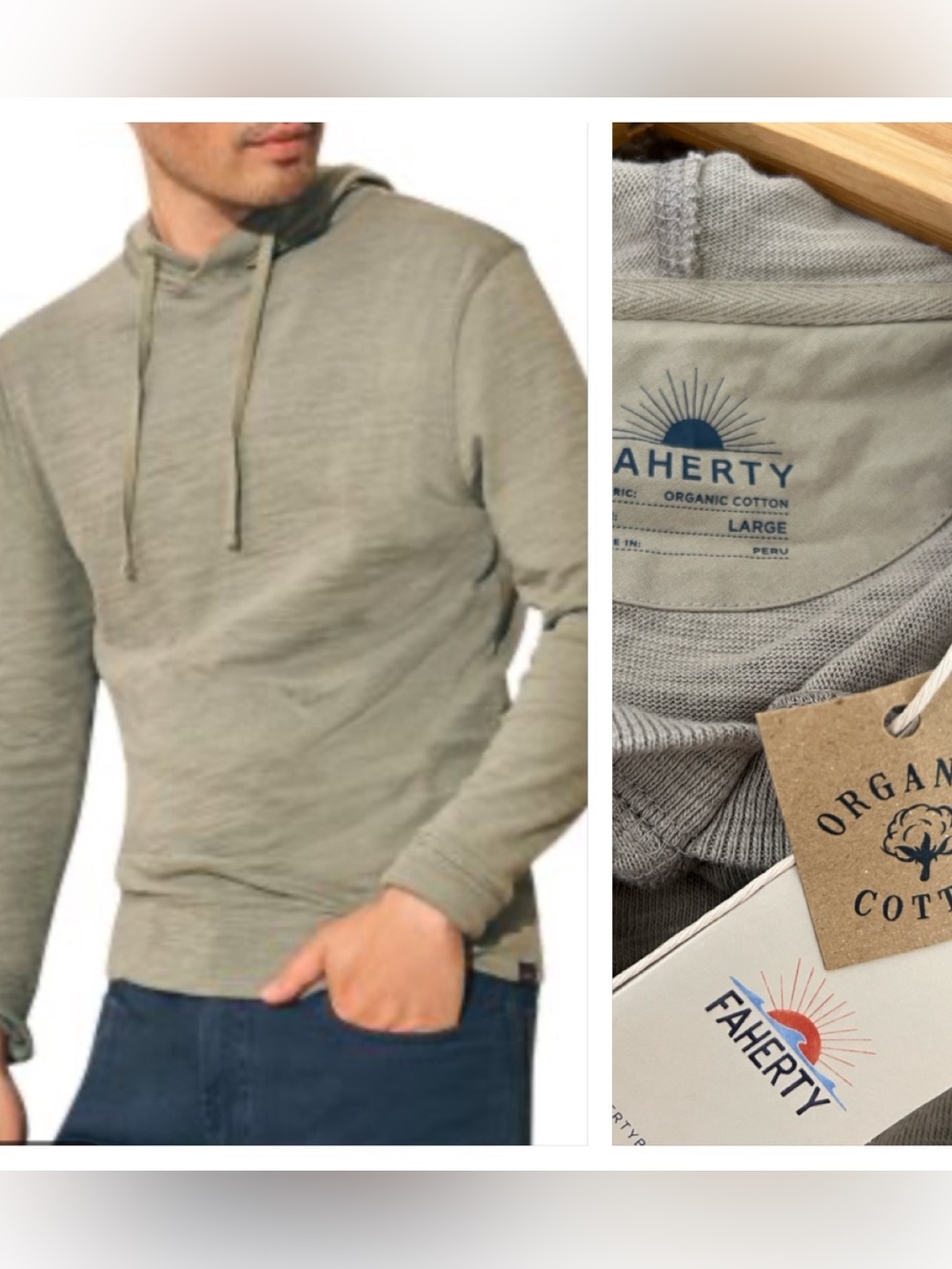 Faherty Organic Cotton Sunwashed Slub Hoodie NWT